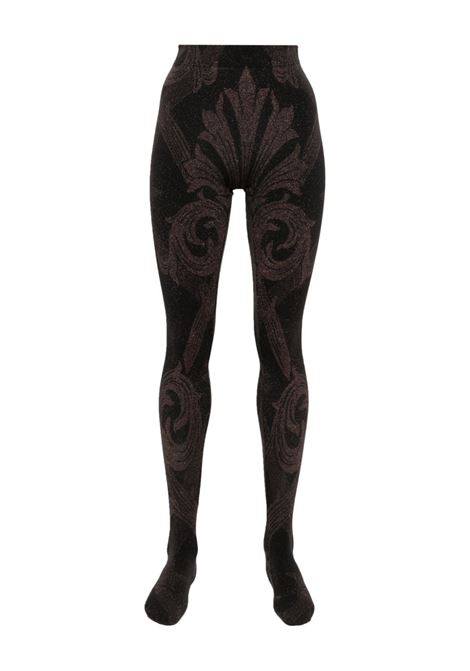 Black and copper metallic-threading jacquard tights Wolford x etro - women WOLFORD X ETRO | 170808098